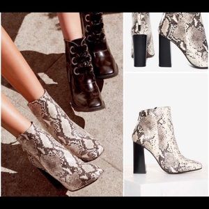 Snakeskin booties